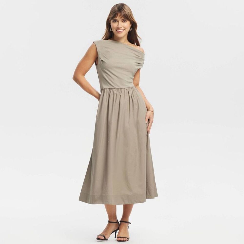 a new day Strapless Taupe Midi Dress
